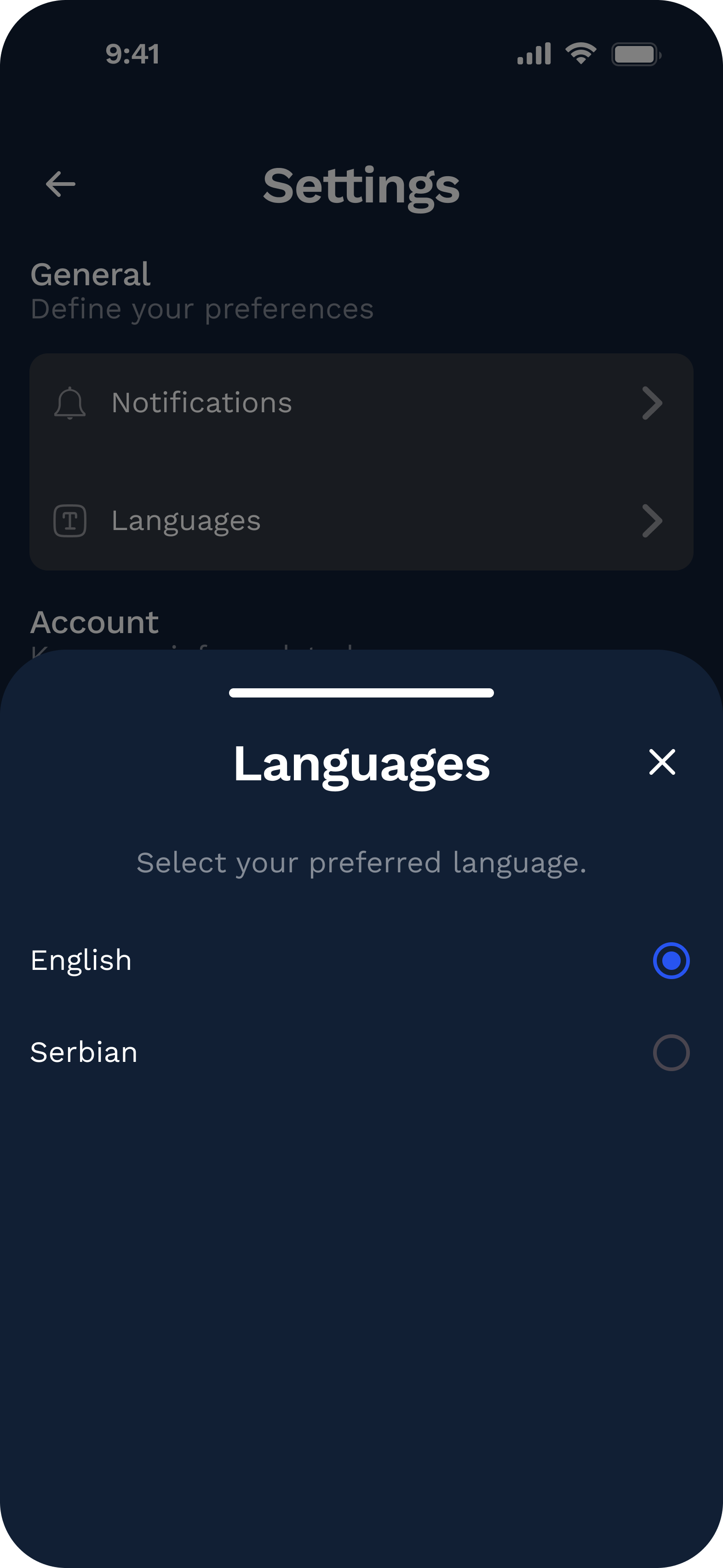 Languages Modal
