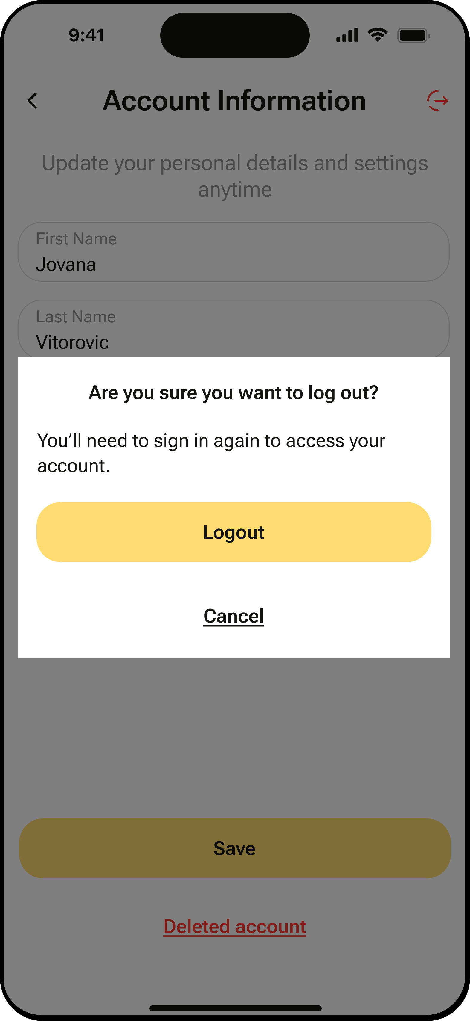 Logout Modal